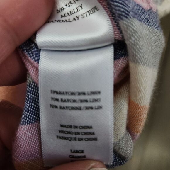 Rails Marley Top - Mandalay Stripe Linen blend Blouse Size Large - Picture 4 of 11